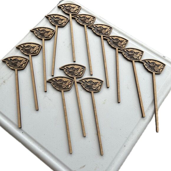 13 Custom Laser Cut Birch Wood Oregon State University Beavers Decor Stick Wands - Picture 1 of 5